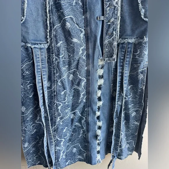 Akira Women Denim Blue Long Boho Maxi Skirt Size XL - Picture 3 of 10